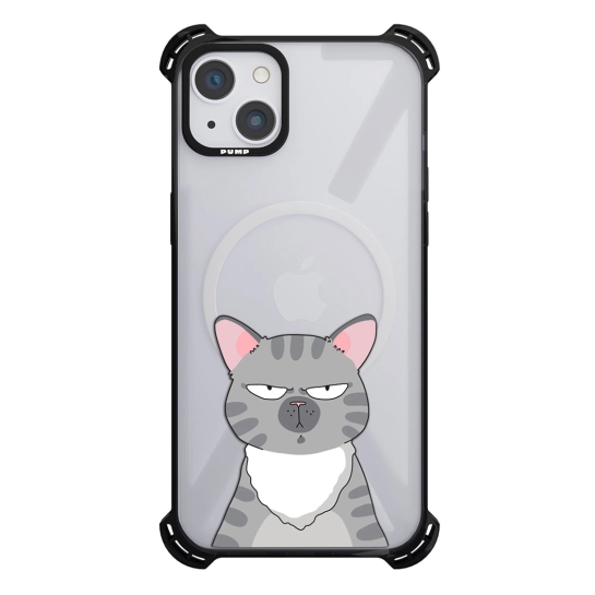 Чохол Pump Silicone Case 03 with MagSafe for iPhone 14 Clear/Black Cat think 2