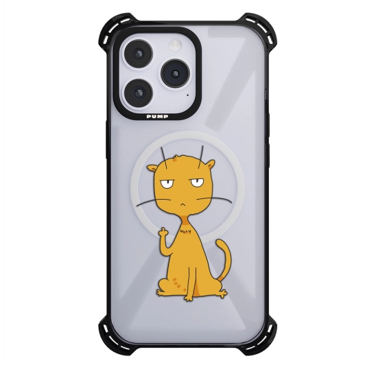 Чехол Pump Silicone Case 03 with MagSafe for iPhone 14 Pro Clear/Black Cat f#ck 3