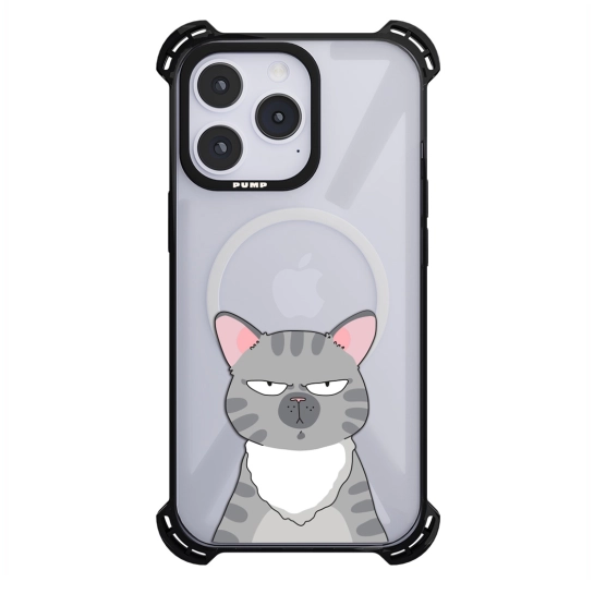 Чохол Pump Silicone Case 03 with MagSafe for iPhone 14 Pro Max Clear/Black Cat think 2