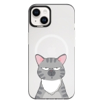 Чехол Pump Framed Silicone Case with MagSafe for iPhone 13 Clear/Black Cat think 2