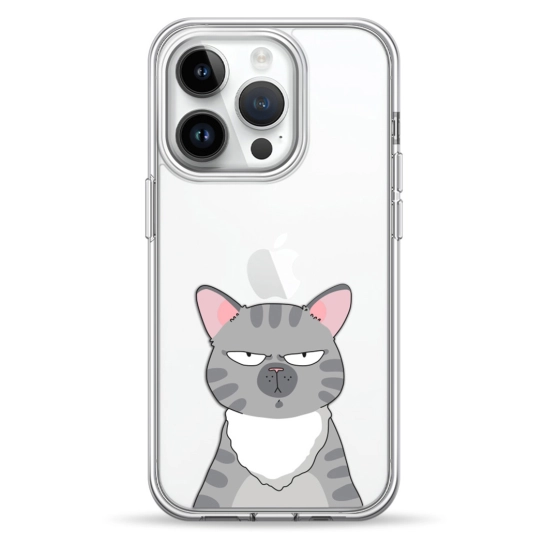Чехол Pump Transparency Silver Button Case for iPhone 14 Pro Max Cat think 2