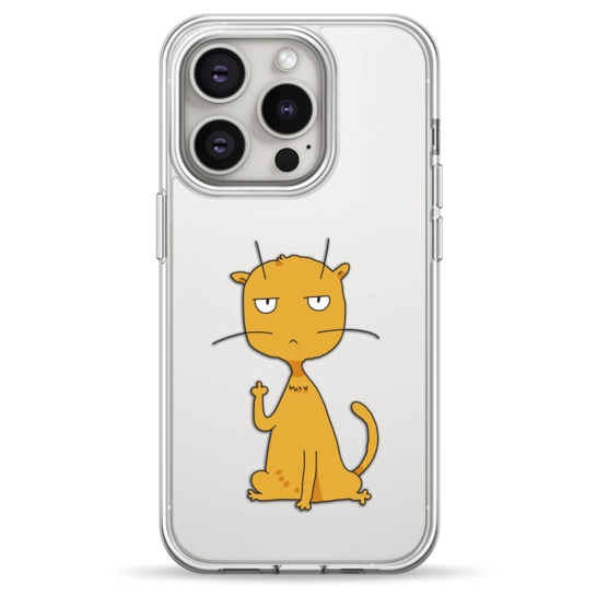 Чохол Pump Transparency Silver Button Case for iPhone 15 Pro Max Cat f#ck 3