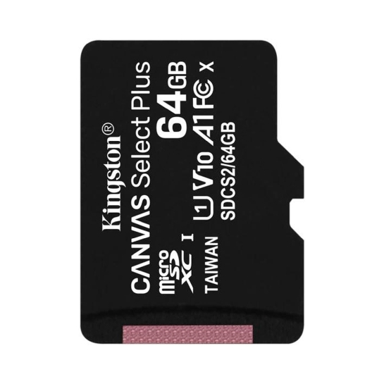 Карта памяти Kingston 64GB microSDXC Class 10 Canvas Select Plus 100R A1 (SDCS2/64GBSP) - цена, характеристики, отзывы, рассрочка, фото 1