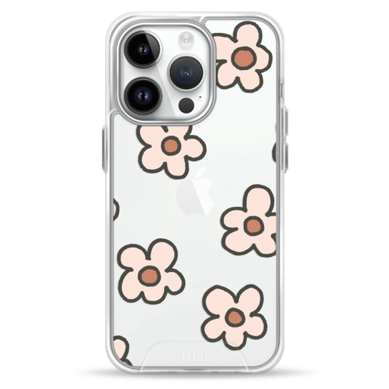 Чехол Pump Transparency Silver Button Case for iPhone 14 Pro Daisies
