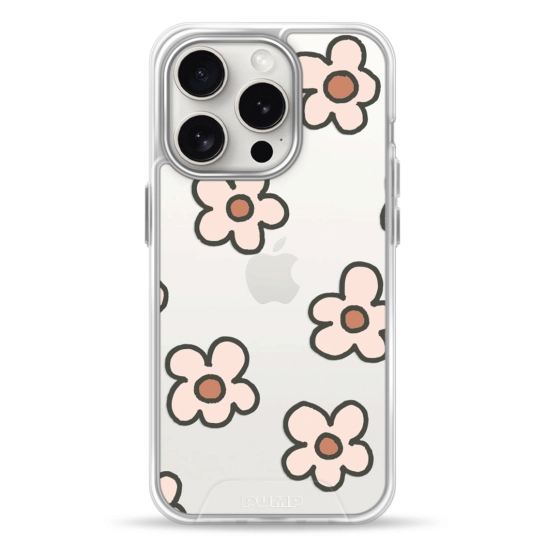 Чехол Pump Transparency Silver Button Case for iPhone 15 Pro Daisies