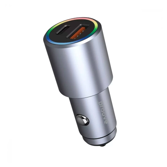 Автомобильное зарядное устройство Proove Double Energy Plus 53W (USB + Type-C) Metal Gray