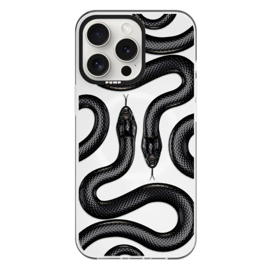 Чохол Pump Framed Silicone Case with MagSafe for iPhone 14 Pro Max Clear/Black Black Snake