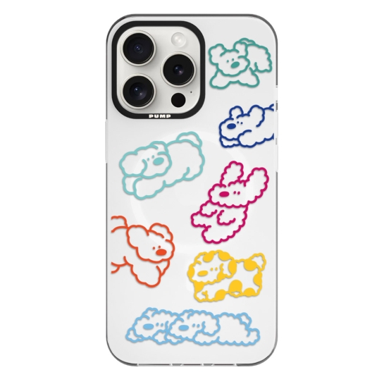 Чохол Pump Framed Silicone Case with MagSafe for iPhone 14 Pro Max Clear/Black Cloudy dogs - цена, характеристики, отзывы, рассрочка, фото 1