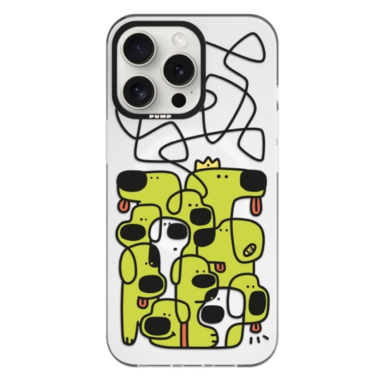 Чехол Pump Framed Silicone Case with MagSafe for iPhone 14 Pro Max Clear/Black Green dogs - цена, характеристики, отзывы, рассрочка, фото 1
