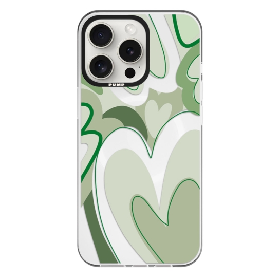 Чохол Pump Framed Silicone Case with MagSafe for iPhone 14 Pro Max Clear/Black Green hearts - ціна, характеристики, відгуки, розстрочка, фото 1
