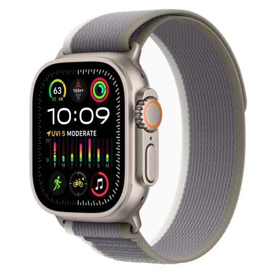 Б/У Смарт-годинник Apple Watch Ultra 2 + LTE 49mm Titanium Case with Green/Gray Trail Loop - S/M (Ідеальний)