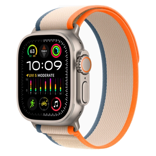 Б/У Смарт-годинник Apple Watch Ultra 2 + LTE 49mm Titanium Case with Orange/Beige Trail Loop - S/M (Ідеальний)