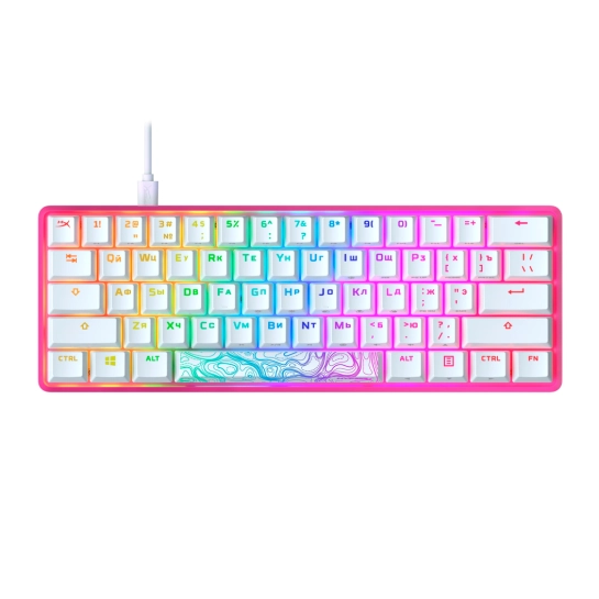 Клавіатура HyperX Alloy Origins 60 Red USB RGB RU, Pink