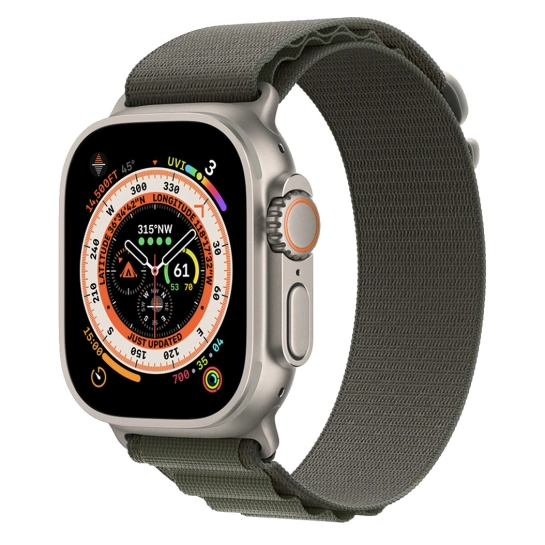 Б/У Смарт-часы Apple Watch Ultra + LTE 49mm Titanium Case with Small Green Alpine Loop (Отличное)