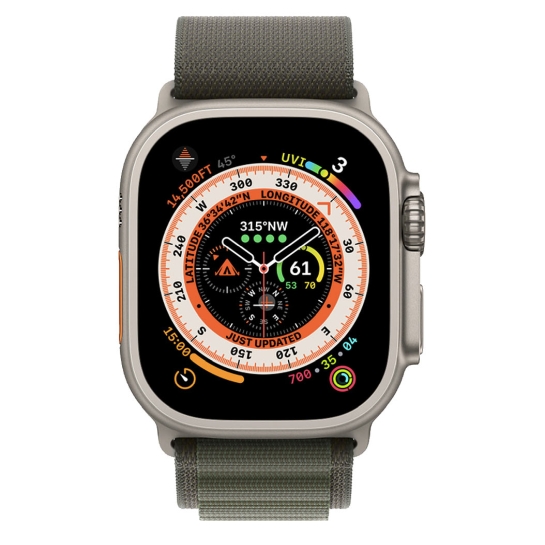 Б/У Смарт-годинник Apple Watch Ultra + LTE 49mm Titanium Case with Small Green Alpine Loop (Ідеальний) - ціна, характеристики, відгуки, розстрочка, фото 2
