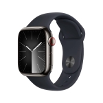 Apple Watch 9 + LTE 41mm Graphite Stainless Steel with Midnight Sport Band - M/L