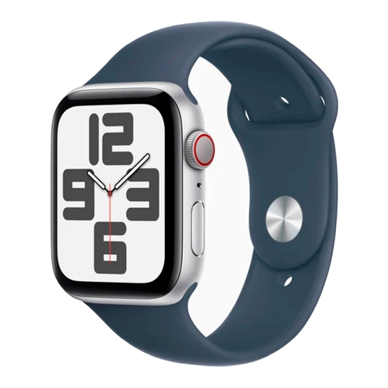 Apple Watch SE 2 2023 + LTE 44mm Silver Aluminum Case with Storm Blue Sport Band - S/M - цена, характеристики, отзывы, рассрочка, фото 1