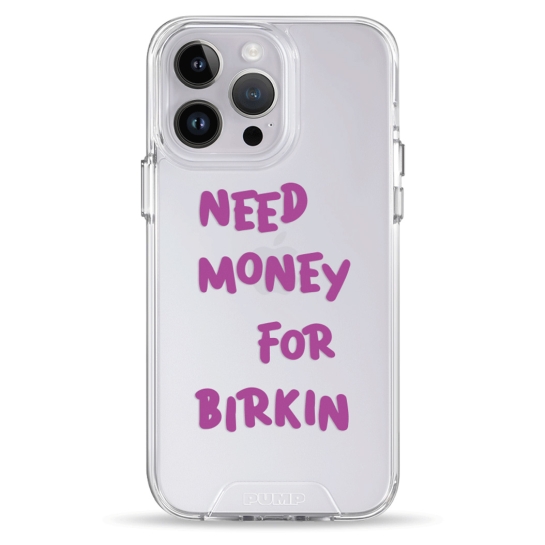 Чехол Pump Transparency Silver Button Case for iPhone 14 Pro Need money for Birkin - цена, характеристики, отзывы, рассрочка, фото 1