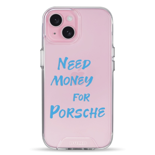 Чехол Pump Transparency Silver Button Case for iPhone 15 Need money for Porsche - цена, характеристики, отзывы, рассрочка, фото 1
