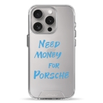 Чехол Pump Transparency Silver Button Case for iPhone 15 Pro Need money for Porsche