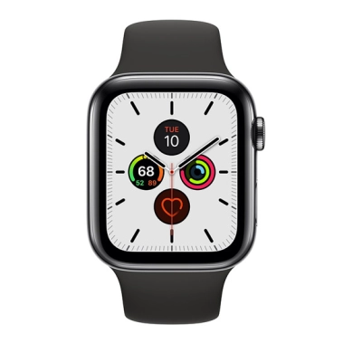 Б/У Смарт-часы Apple Watch Series 5 + LTE 44mm Space Black Stainless Steel Case with Black Sport Band (Отличное) - цена, характеристики, отзывы, рассрочка, фото 1