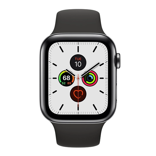 Б/У Смарт-часы Apple Watch Series 5 + LTE 44mm Space Black Stainless Steel Case with Black Sport Band (Отличное)