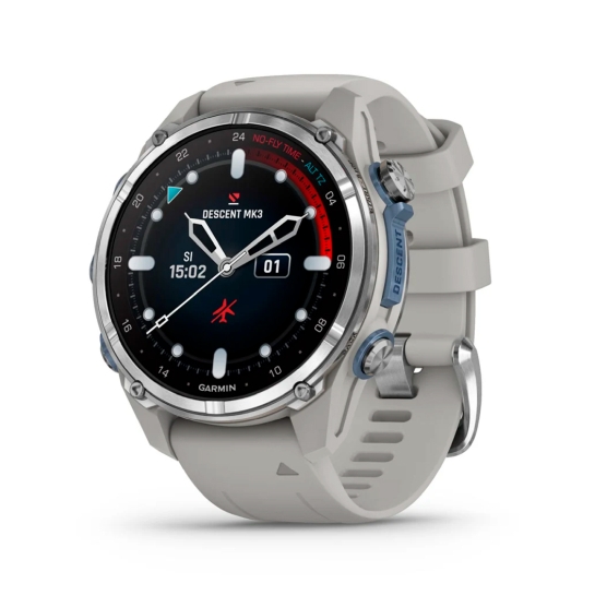 Спортивные часы Garmin Descent Mk3 Stainless Steel with Fog Gray Silicone Band - цена, характеристики, отзывы, рассрочка, фото 1