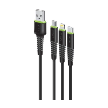Кабель Intaleo 3 in 1 Micro/Lightning/Type-C 1,4m Black - цена, характеристики, отзывы, рассрочка, фото 1