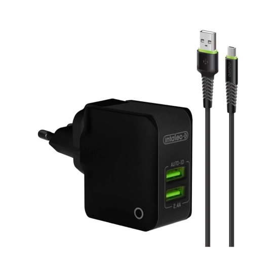 Мережевий зарядний пристрій Intaleo TCA242 12W Micro-USB Black