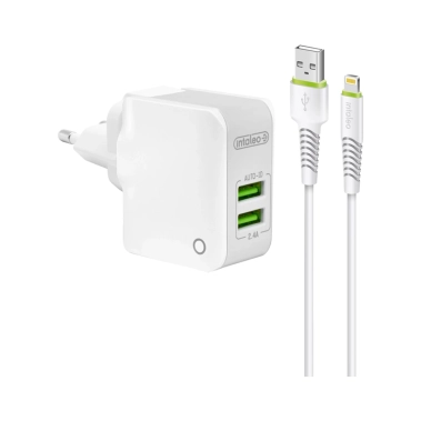 Мережевий зарядний пристрій Intaleo TCA242 12W Lightning White - цена, характеристики, отзывы, рассрочка, фото 1