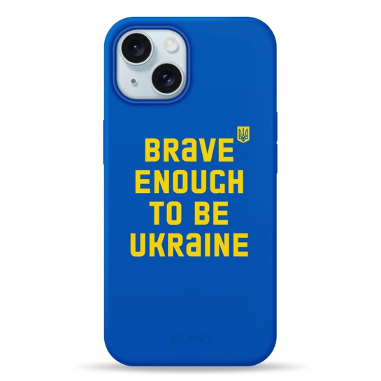 Чохол Pump Silicone Minimalistic Case with MagSafe for iPhone 15 Be Brave Like Ukraine Blue - цена, характеристики, отзывы, рассрочка, фото 1