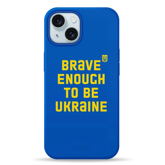 Чехол Pump Silicone Minimalistic Case with MagSafe for iPhone 15 Be Brave Like Ukraine Blue