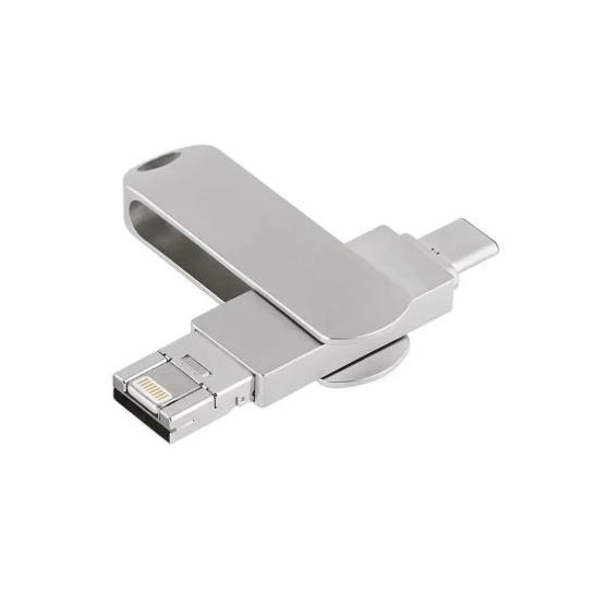 Флеш память Zinc Alloy USB 3.0 Lightning Type-C 128GB Silver