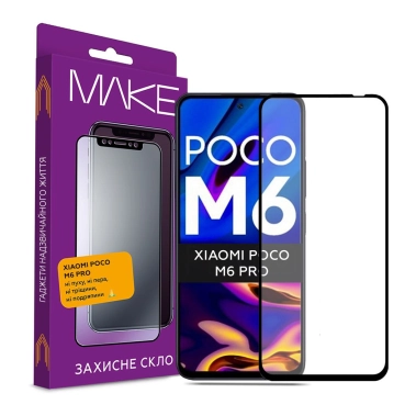 Защитное стекло MAKE Xiaomi Poco M6 Pro - цена, характеристики, отзывы, рассрочка, фото 1