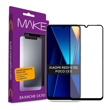 Защитное стекло MAKE Xiaomi Redmi 13C/Poco C65 - цена, характеристики, отзывы, рассрочка, фото 1