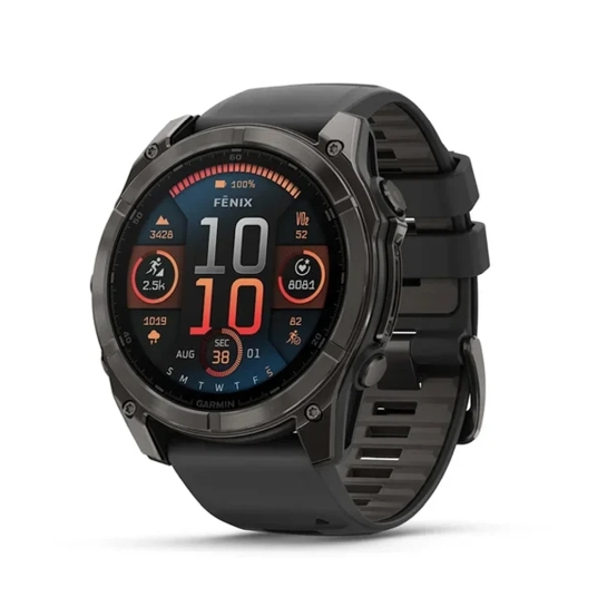 Смарт-часы Garmin Fenix 8 AMOLED 51mm Sapphire Carbon Grey DLC with Black/Pebble Grey Silicone Band - цена, характеристики, отзывы, рассрочка, фото 1