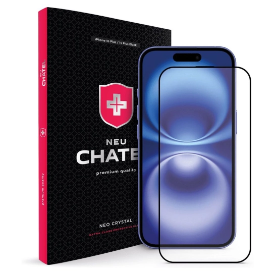 Стекло +NEU Chatel Corning Gorilla Glass with Mesh for iPhone 16 Plus/15 Plus Front Black