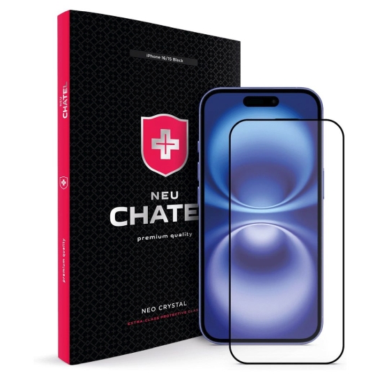 Скло +NEU Chatel Anti Peep Privacy Glass with Mesh for iPhone 16/15 Front Black - ціна, характеристики, відгуки, розстрочка, фото 1