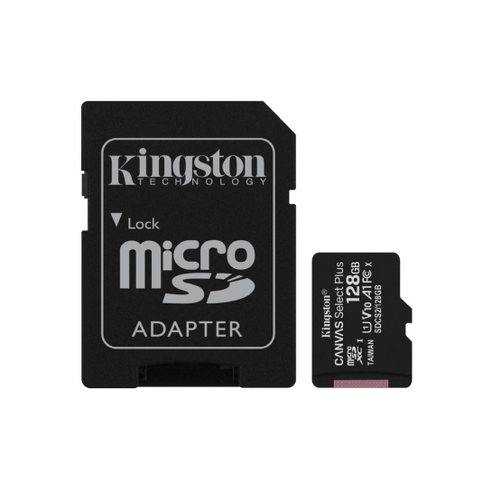 Карта памяти Kingstone microSDHC 128 Gb Class 10 + adapter (SDCS2/128GB) - цена, характеристики, отзывы, рассрочка, фото 1