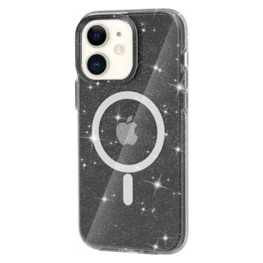Чехол TPU Galaxy Sparkle wiht MagSafe for iPhone 16 Glitter Black - цена, характеристики, отзывы, рассрочка, фото 1