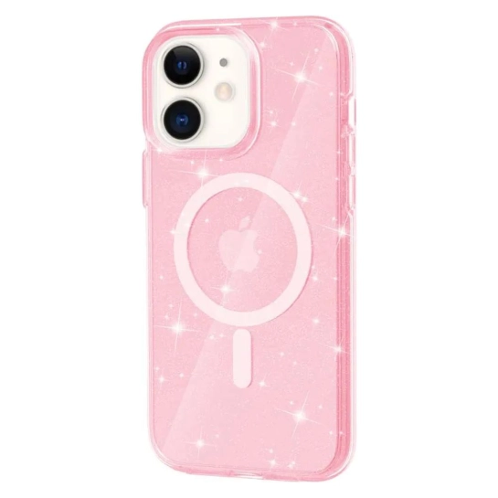 Чехол TPU Galaxy Sparkle wiht MagSafe for iPhone 16 Glitter Pink