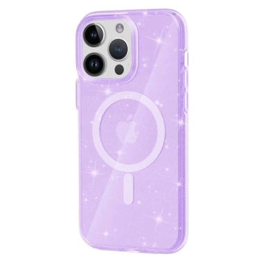 Чехол TPU Galaxy Sparkle wiht MagSafe for iPhone 16 Pro Glitter Purple - цена, характеристики, отзывы, рассрочка, фото 1