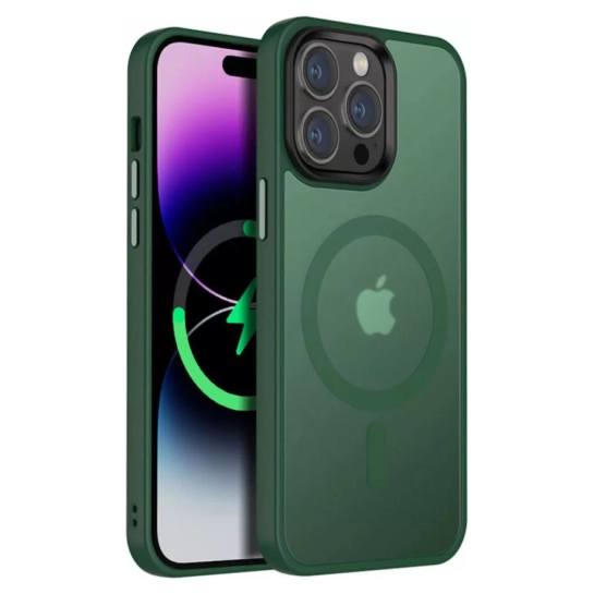 Чехол TPU+PC Metal Buttons Colorful Case with MagSafe for iPhone 13 Pro Max Green