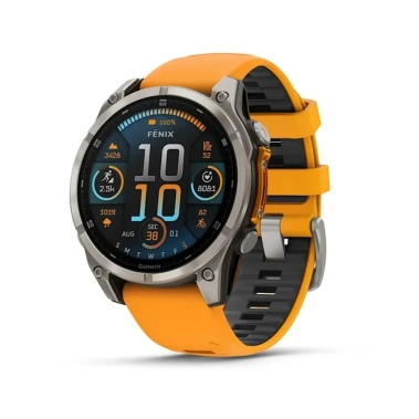 Смарт-годинник Garmin Fenix 8 AMOLED 51mm Sapphire Titanium with Spark Orange and Graphite Silicone Band - цена, характеристики, отзывы, рассрочка, фото 1