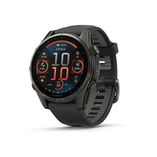 Смарт-часы Garmin Fenix 8 AMOLED 43mm Sapphire Carbon Grey DLC with Black/Pebble Grey Silicone Band