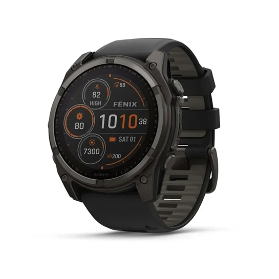 Смарт-часы Garmin Fenix 8 Solar 51mm Sapphire Carbon Grey DLC Titanium with Black/Pebble Grey Silicone Band (010-02907-10/11/7) - цена, характеристики, отзывы, рассрочка, фото 1