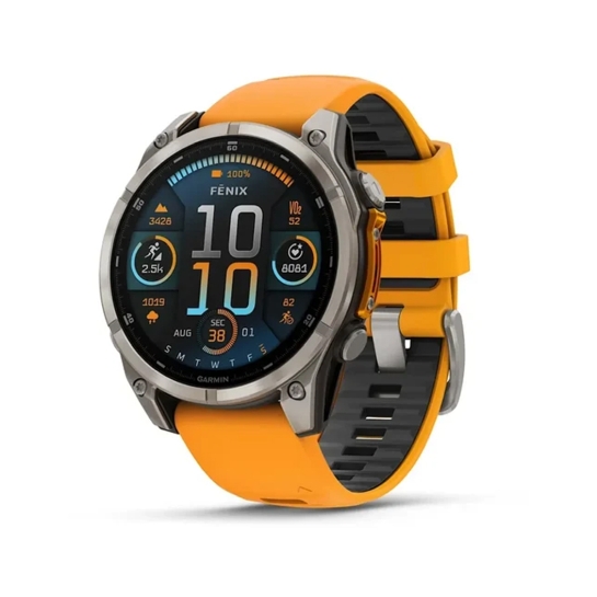 Смарт-годинник Garmin Fenix 8 AMOLED 47mm Sapphire Titanium with Spark Orange/Graphite Silicone Band - ціна, характеристики, відгуки, розстрочка, фото 1