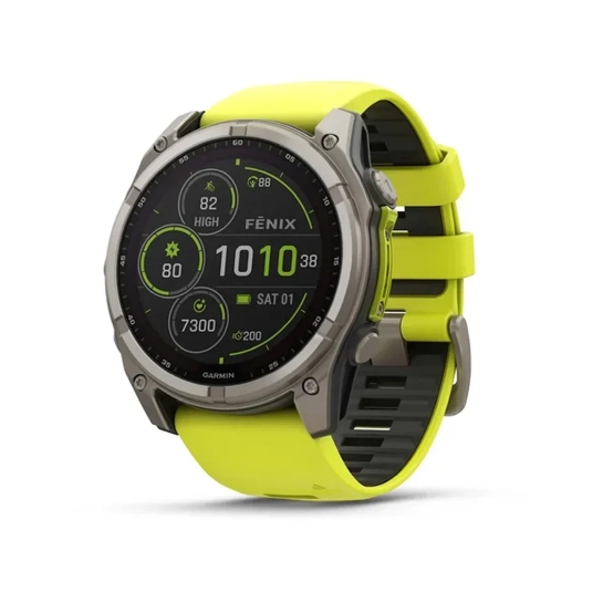 Смарт-годинник Garmin Fenix 8 Solar 51mm Sapphire Titanium with Amp Yellow/Graphite Silicone Band - ціна, характеристики, відгуки, розстрочка, фото 1