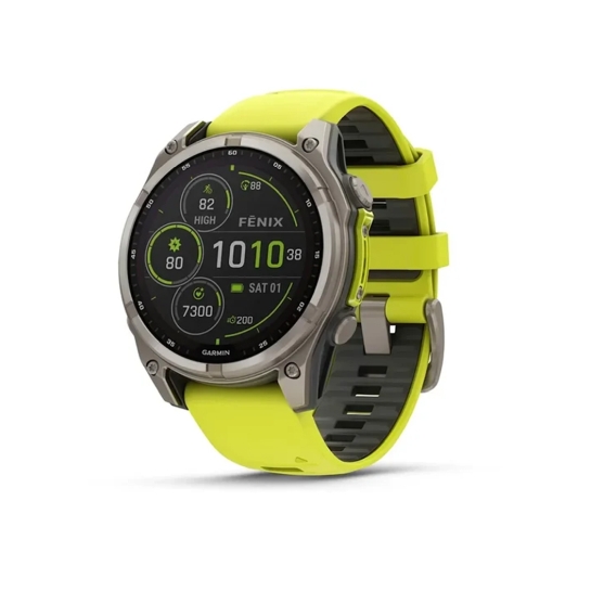 Смарт-часы Garmin Fenix 8 Solar 47mm Sapphire Titanium with Amp Yellow/Graphite Silicone Band (010-02906-20/21) - цена, характеристики, отзывы, рассрочка, фото 1