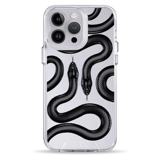 Чехол Pump Transparency Silver Button Case for iPhone 14 Pro Max Black Snake